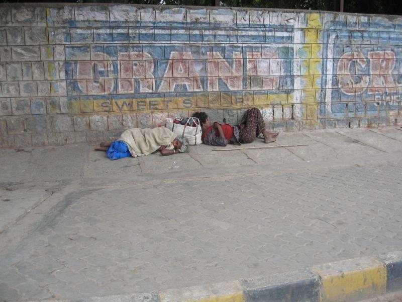 Sleeping on footpath
