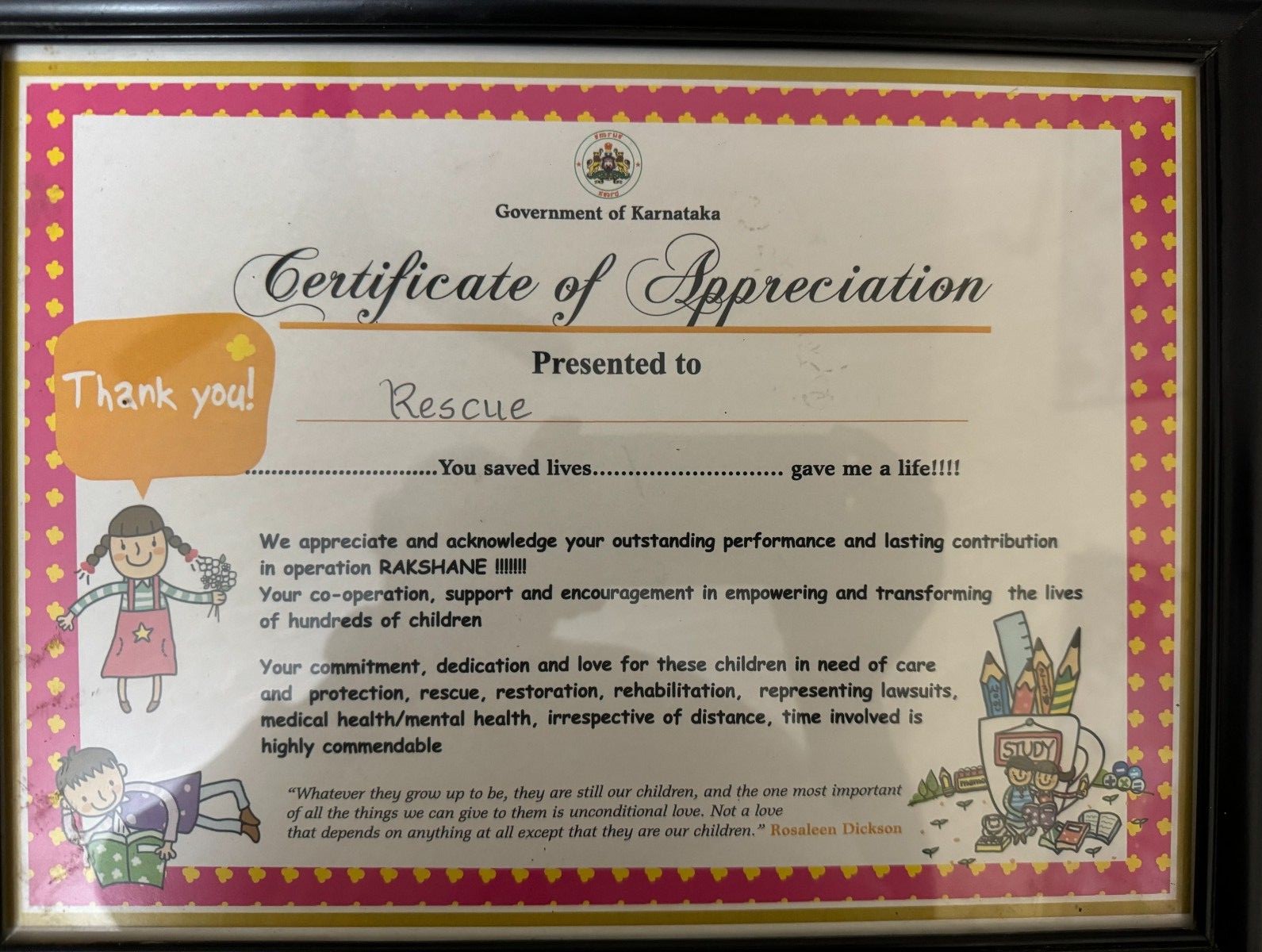 Certificate of Appreciation